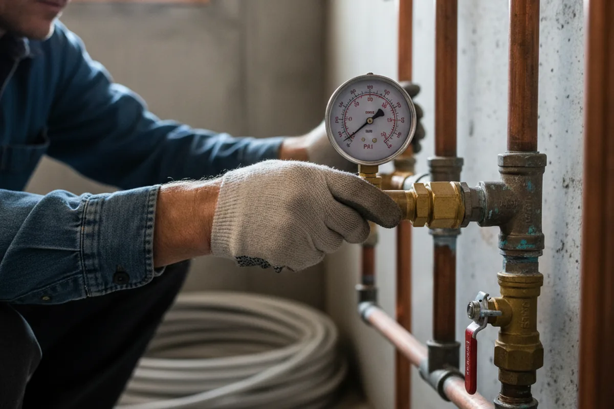 Pressure testing a repaired line during Water Line Repair in Grandville